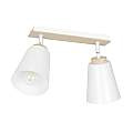 Plafoniera Spot Faretti Orientabili 2 Luci Xiwangmu Acciaio Bianco E Legno Naturale LA0162-EB-PL2-BI
