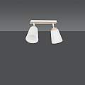 Plafoniera Spot Faretti Orientabili 2 Luci Xiwangmu Acciaio Bianco E Legno Naturale LA0162-EB-PL2-BI