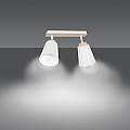 Plafoniera Spot Faretti Orientabili 2 Luci Xiwangmu Acciaio Bianco E Legno Naturale LA0162-EB-PL2-BI