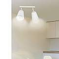 Plafoniera Spot Faretti Orientabili 2 Luci Xiwangmu Acciaio Bianco E Legno Naturale LA0162-EB-PL2-BI