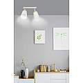 Plafoniera Spot Faretti Orientabili 2 Luci Xiwangmu Acciaio Bianco E Legno Naturale LA0162-EB-PL2-BI