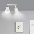 Plafoniera Spot Faretti Orientabili 2 Luci Xiwangmu Acciaio Bianco E Legno Naturale LA0162-EB-PL2-BI