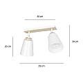 Plafoniera Spot Faretti Orientabili 2 Luci Xiwangmu Acciaio Bianco E Legno Naturale LA0162-EB-PL2-BI