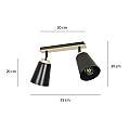 Plafoniera Faretti Spot Orientabili 2 Luci Xiwangmu Acciaio Nero E Legno Naturale LA0162-EB-PL2-NR