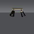 Plafoniera Faretti Spot Orientabili 2 Luci Xiwangmu Acciaio Nero E Legno Naturale LA0162-EB-PL2-NR