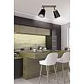 Plafoniera Faretti Spot Orientabili 2 Luci Xiwangmu Acciaio Nero E Legno Naturale LA0162-EB-PL2-NR
