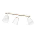 Plafoniera Spot Faretti Orientabili 3 Luci Xiwangmu Acciaio Bianco E Legno Naturale LA0162-EB-PL3-BI