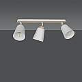 Plafoniera Spot Faretti Orientabili 3 Luci Xiwangmu Acciaio Bianco E Legno Naturale LA0162-EB-PL3-BI