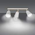 Plafoniera Spot Faretti Orientabili 3 Luci Xiwangmu Acciaio Bianco E Legno Naturale LA0162-EB-PL3-BI