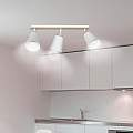 Plafoniera Spot Faretti Orientabili 3 Luci Xiwangmu Acciaio Bianco E Legno Naturale LA0162-EB-PL3-BI