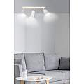 Plafoniera Spot Faretti Orientabili 3 Luci Xiwangmu Acciaio Bianco E Legno Naturale LA0162-EB-PL3-BI