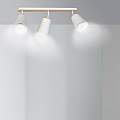 Plafoniera Spot Faretti Orientabili 3 Luci Xiwangmu Acciaio Bianco E Legno Naturale LA0162-EB-PL3-BI