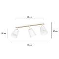 Plafoniera Spot Faretti Orientabili 3 Luci Xiwangmu Acciaio Bianco E Legno Naturale LA0162-EB-PL3-BI