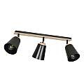 Plafoniera Faretti Spot Orientabili 3 Luci Xiwangmu Acciaio Nero E Legno Naturale LA0162-EB-PL3-NR