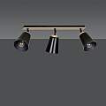 Plafoniera Faretti Spot Orientabili 3 Luci Xiwangmu Acciaio Nero E Legno Naturale LA0162-EB-PL3-NR