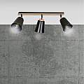 Plafoniera Faretti Spot Orientabili 3 Luci Xiwangmu Acciaio Nero E Legno Naturale LA0162-EB-PL3-NR