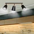Plafoniera Faretti Spot Orientabili 3 Luci Xiwangmu Acciaio Nero E Legno Naturale LA0162-EB-PL3-NR