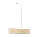 Lampadario 2 Luci Merlino In Acciaio Bianco Corpo Rettangolare E Legno Naturale LA0163-EB-2-BI