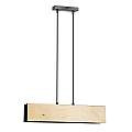 Lampadario 2 Luci Merlino In Acciaio Nero Corpo Rettangolare E Legno Naturale LA0163-EB-2-NR