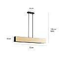 Lampadario 3 Luci Merlino In Acciaio Nero Corpo Rettangolare E Legno Naturale LA0163-EB-3-NR