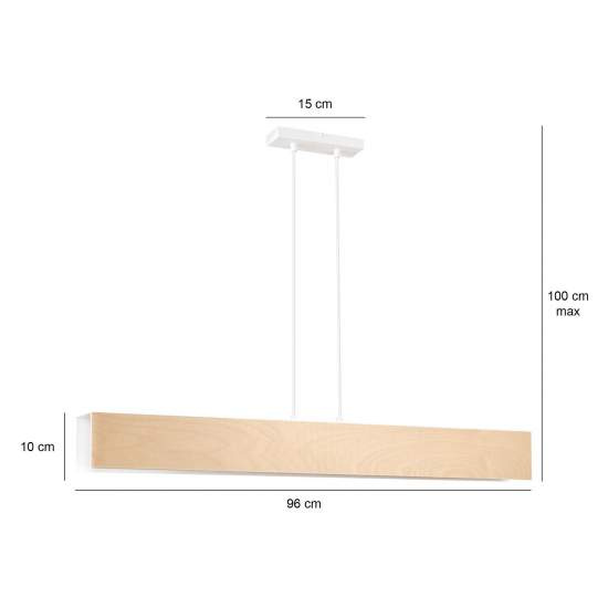 Lampadario 4 Luci Merlino In Acciaio Bianco Corpo Rettangolare E Legno Naturale LA0163-EB-4-BI