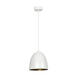 Sospensione 1 Luce Vigore In Acciaio Bianco A Cupola Nero E Oro