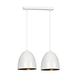 Lampadario 2 Luci Vigore In Acciaio Bianco Con Cupole In Nero E Oro