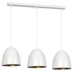 Lampadario 3 Luci Vigore In Acciaio Bianco Con Cupole In Nero E Oro