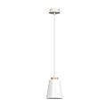 Sospensione 1 Luce Lancillotto A Cono In Acciaio Bianco E Legno Naturale LA0166-EB-1-BI