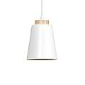 Sospensione 1 Luce Lancillotto A Cono In Acciaio Bianco E Legno Naturale LA0166-EB-1-BI