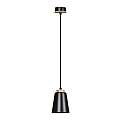 Sospensione 1 Luce Lancillotto A Cono In Acciaio Nero E Legno Naturale LA0166-EB-1-NR