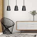 Sospensione 1 Luce Lancillotto A Cono In Acciaio Nero E Legno Naturale LA0166-EB-1-NR
