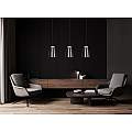 Sospensione 1 Luce Lancillotto A Cono In Acciaio Nero E Legno Naturale LA0166-EB-1-NR
