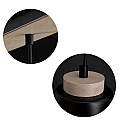 Lampadario 2 Luci Lancillotto Con Paralumi A Cono In Acciaio Nero E Legno Naturale LA0166-EB-2-NR