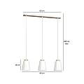 Lampadario 3 Luci Lancillotto Con Paralumi A Cono In Acciaio Bianco E Legno Naturale LA0166-EB-3-BI