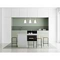 Lampadario 3 Luci Lancillotto Con Paralumi A Cono In Acciaio Bianco E Legno Naturale LA0166-EB-3-BI
