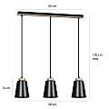 Lampadario 3 Luci Lancillotto Con Paralumi A Cono In Acciaio Nero E Legno Naturale LA0166-EB-3-NR