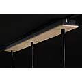 Lampadario 3 Luci Lancillotto Con Paralumi A Cono In Acciaio Nero E Legno Naturale LA0166-EB-3-NR