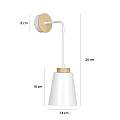 Applique 1 Luce Lancillotto A Cono In Acciaio Bianco E Legno Naturale LA0166-EB-AP1-BI