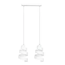Lampadario Moderno 2 Luci Mene In Acciaio Bianco Con Fasce A Spirale