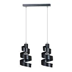 Lampadario Moderno 2 Luci Mene In Acciaio Nero Con Fasce A Spirale