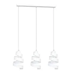 Lampadario Moderno 3 Luci Mene In Acciaio Bianco Con Fasce A Spirale