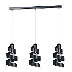 Lampadario Moderno 3 Luci Mene In Acciaio Nero Con Fasce A Spirale