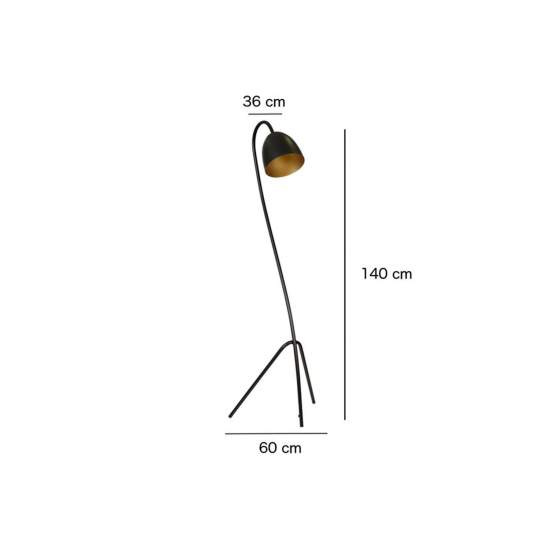 Piantana Moderno Beowulf Acciaio Nero Oro 1 Luce E27 Ip20 LA0171-EB-PT1-NR-OR