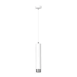 Sospensione 1 Luce Wagner In Acciaio Bianco Con Tubolare In Bianco E Cromo