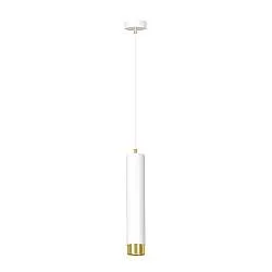 Sospensione 1 Luce Wagner In Acciaio Bianco Con Tubolare In Bianco E Oro