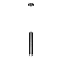 Sospensione 1 Luce Wagner In Acciaio Nero Con Tubolare In Nero E Cromo