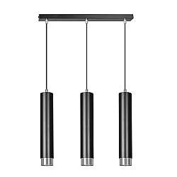 Lampadario 3 Luci Wagner In Acciaio Nero E Tubolari In Nero E Cromo
