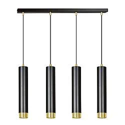 Lampadario 4 Luci Wagner In Acciaio Nero E Tubolari In Nero E Oro
