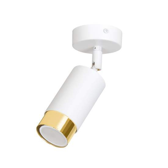 Faretto Orientabile 1 Luce Ragnar A Cilindro In Acciaio Bianco E Oro LA0174-EB-PL1-BI